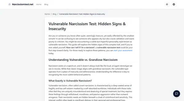 Vulnerable Narcissism Test: Hidden Signs & Insecurity