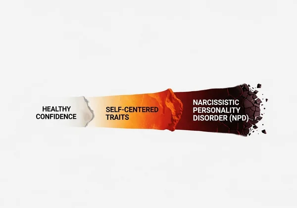 Das Narzissmus-Spektrum von gesund bis NPS visualisiert.