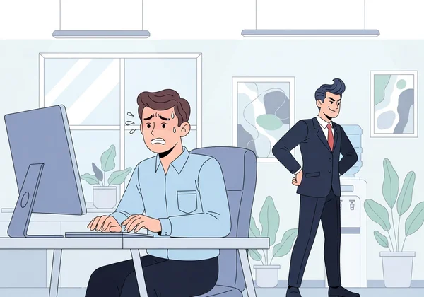 Professional looking stressed in toxic workplace