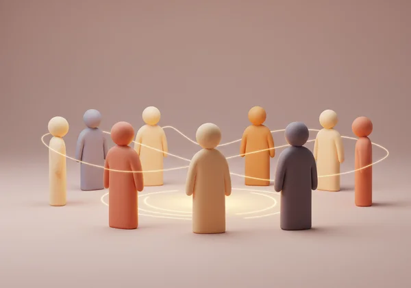 A diverse group of people in a supportive discussion, representing a compassionate community.