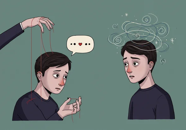 Illustration of manipulation and gaslighting in relationships