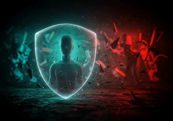 Person creating a protective shield for emotional peace.