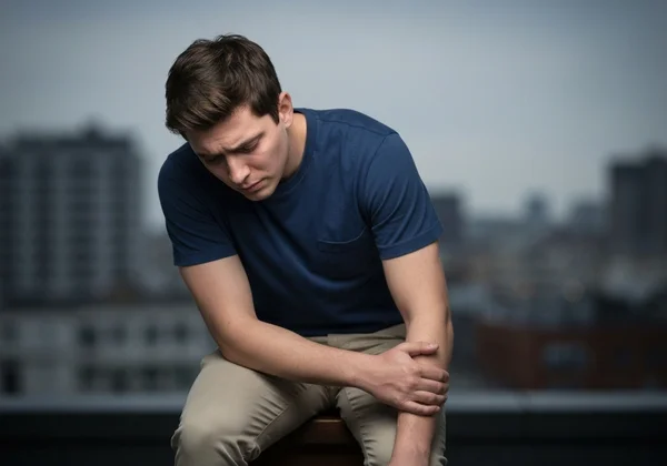 A person looking overwhelmed by conflicting thoughts.