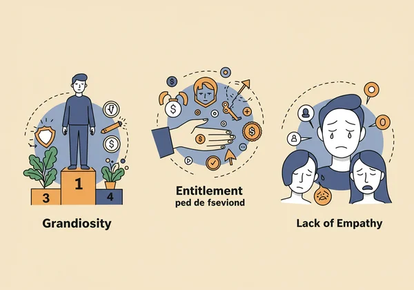 Abstract representation of grandiosity, entitlement, and no empathy