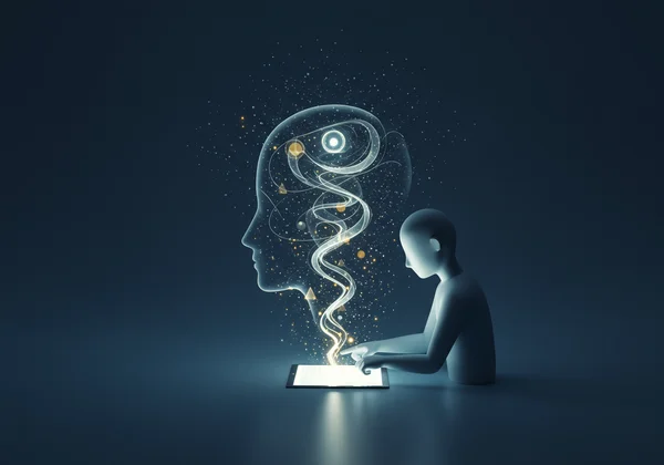 Person completing a self-assessment form on a tablet, symbolizing a personal journey.